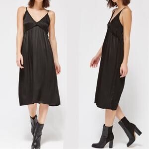 Lacausa Marigold Slip Midi Dress Anthropologie Anthro medium black